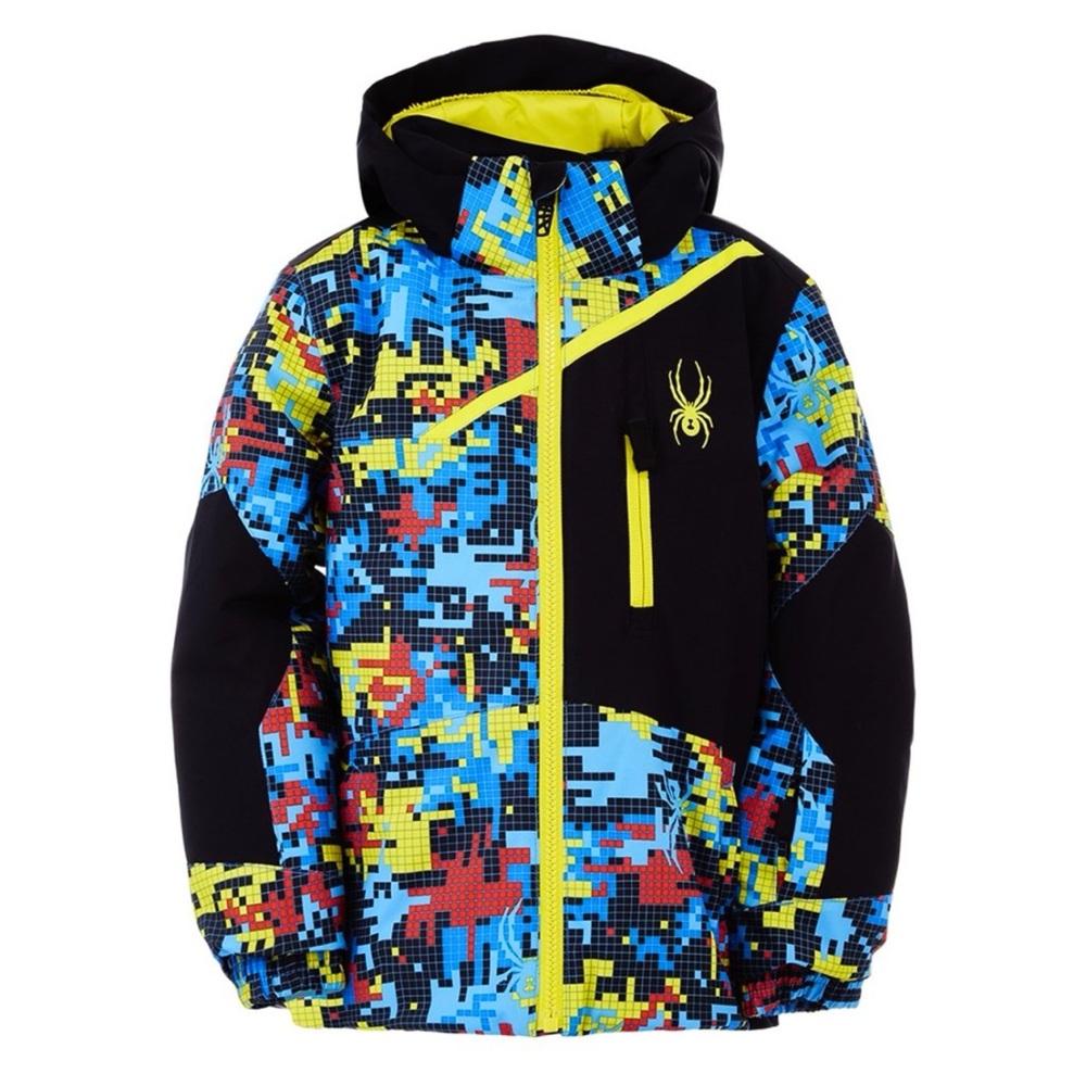 Spyder Black Yellow Blue Digi Print Challenger Insulated Ski Jacket Toddler 2